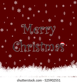 Red winter card with snowflakes. Vector paper illustration.