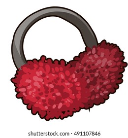 Red winter earmuffs isolated on white background. Stylish and trendy accessories. Vector cartoon close-up illustration.