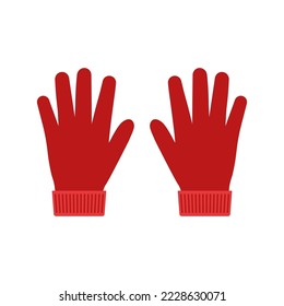 Red winter gloves icon. Vector illustration.