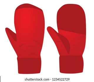 Red winter gloves. vector illustration