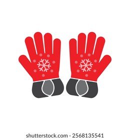 Red Winter Gloves Vector, Woolen Winter Gloves, Cozy and Stylish Cold Weather Accessory