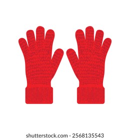 Red Winter Gloves Vector, Woolen Winter Gloves, Cozy and Stylish Cold Weather Accessory