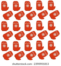 RED WINTER GLOVES VINTAGE XMAS PATTERN TEXTURE BACKGROUND VECTOR. CHRISTMAS 2023