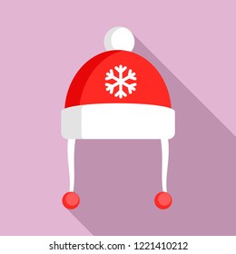 Red winter hat icon. Flat illustration of red winter hat vector icon for web design