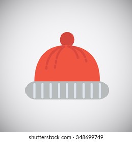 Red winter Hat icon isolated on gray background