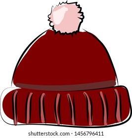 Red winter hat, illustration, vector on white background