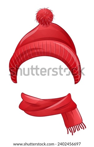 red winter hat with scarf