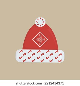 Red winter hat with snowflakes