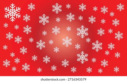 Red Winter Holiday Background with White Snowflakes Pattern, Festive Christmas and New Year Seasonal Wallpaper Design for Greeting Cards and Marketing Use
