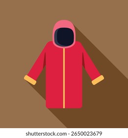 Jaqueta de inverno vermelha com capuz mantendo-o aquecido durante os dias frios de inverno