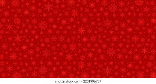 Patrón rojo de invierno con copos de nieve. Fondo de Navidad. Ilustración del vector