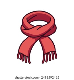 red winter scarf cartoon vector illustration template design