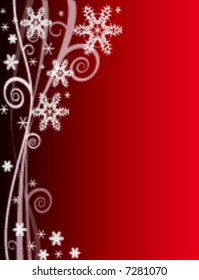 Red Winter Snowflake Background for Christmas (vector)