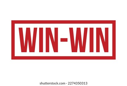 Red Win-Win Rubber Stamp Seal Vector