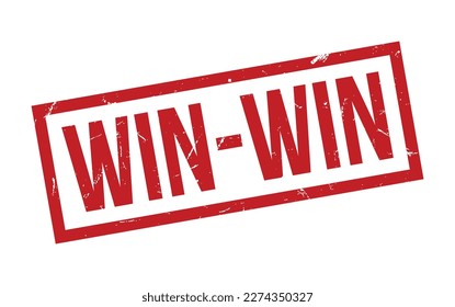 Red Win-Win Rubber Stamp Seal Vector