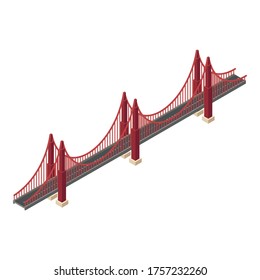 Red wire bridge icon. Isometric of red wire bridge vector icon for web design isolated on white background
