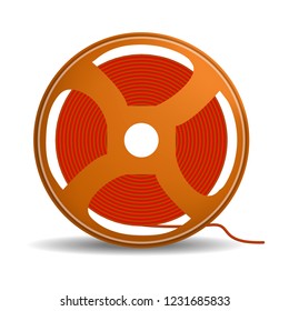 Red wire coil icon. Realistic illustration of red wire coil vector icon for web design isolated on white background