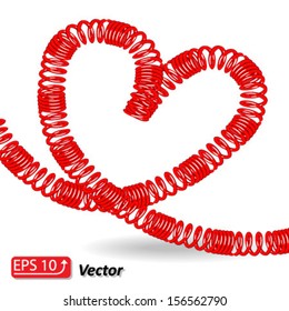 red wire heart isolated on white background vector