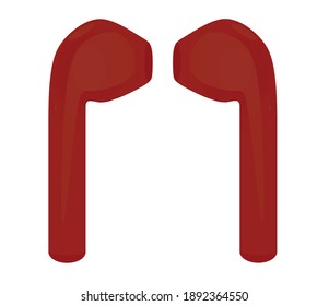 Red wireless ear phones. vector