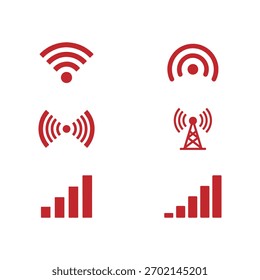 Iconos rojos inalámbricos y wifi para el Diseño web