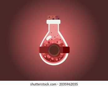 Red witch's potion in a bottle