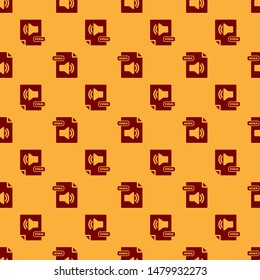 Red WMA file document. Download wma button icon isolated seamless pattern on brown background. WMA file symbol. Wma music format sign.  Vector Illustration