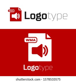 Red WMA file document. Download wma button icon isolated on white background. WMA file symbol. Wma music format sign. Logo design template element. Vector Illustration