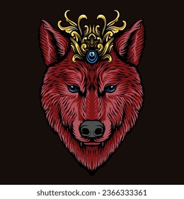 red wolf crown ornament illustration 