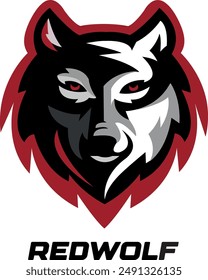 Red wolf with red eyes stylish logo, wolf vector.