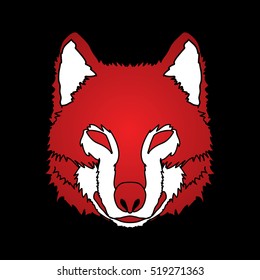 Red Wolf face front view graphic vector.