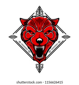 Red Wolf Head Stock Vector (Royalty Free) 1156626415