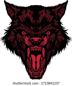Animales de la cabeza del lobo rojo