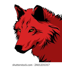 Ilustración de la cabeza del lobo rojo. Cabeza de lobo rojo con fondo blanco Diseño de Vector
