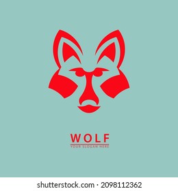 red wolf head vector for logo icon. abstract simple flat design wild animals, nature and business.