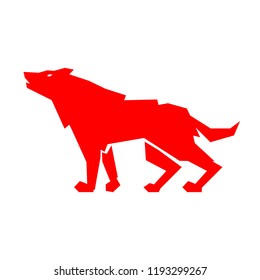 Red wolf logo. Conceptual logo design of a wolf symbol on white background. Vector illustration.