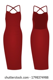 Red woman dress. vector illustration