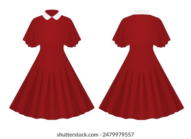 Red  woman dress. vector illustration