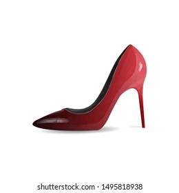 Red woman shoes isolate on white background. Polygonal style. Vector illustration.