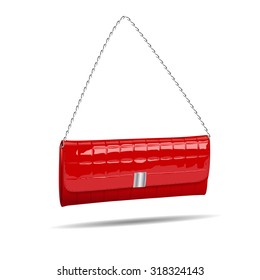 Red women bag isolated on white photo-realistic vector illustration. EPS