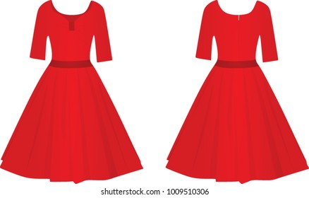 Red women dress. vector illustration