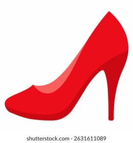 red women, female, girl shoe vector icon on white background`