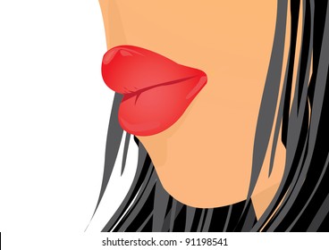 red women lips. vector illustration