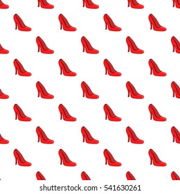 Red women shoes pattern. Cartoon illustration of red women shoes vector pattern for web