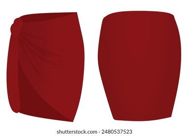 Red  women short sarongs. vector