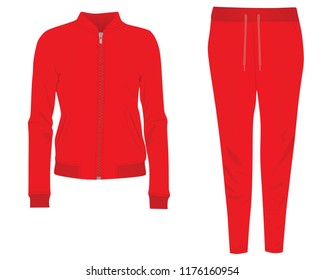 Red women tracksuit. vector illustration