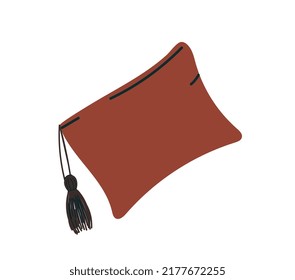 Bolso de mujeres rojas. Accesorios elegantes para crear un aspecto brillante. Artículos de guardarropa para mujeres. Moda, estilo y tendencia. Etiqueta de los medios sociales. Cartera de Borgoña, embrague grande. Dibujo vectorial plano de dibujos animados