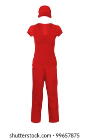 Red women's blank sport suit template.