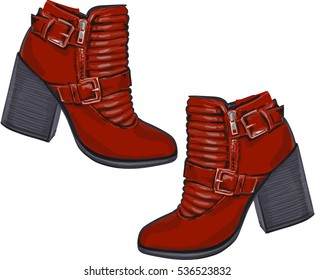 Red women's boots