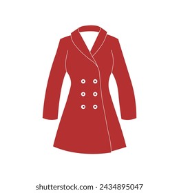 Abrigo de mujer rojo. Ilustración vectorial.