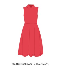 red women's dress in flat style, vector